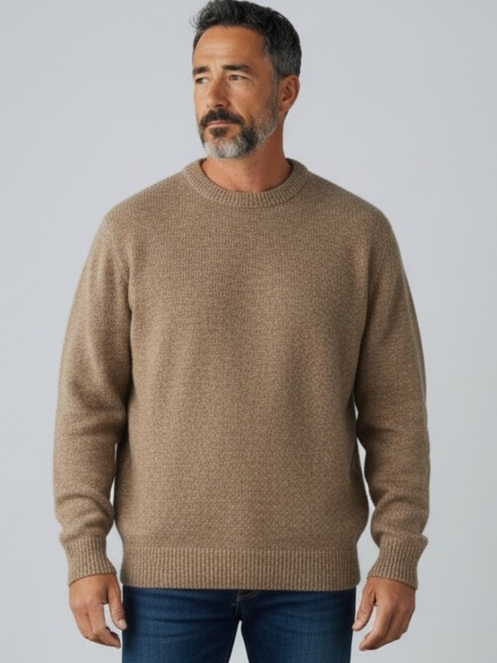 PENDLETON WASHABLE WOOL TAN CREW NECK SWEATER SZ LARGE